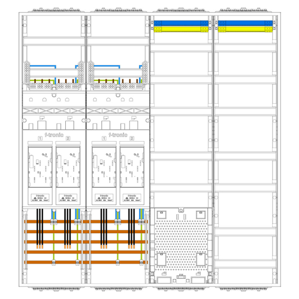 F-Tronic Zählerschrank eHZ 4 Zähler, 2 Verteiler, APZ, 1100mm